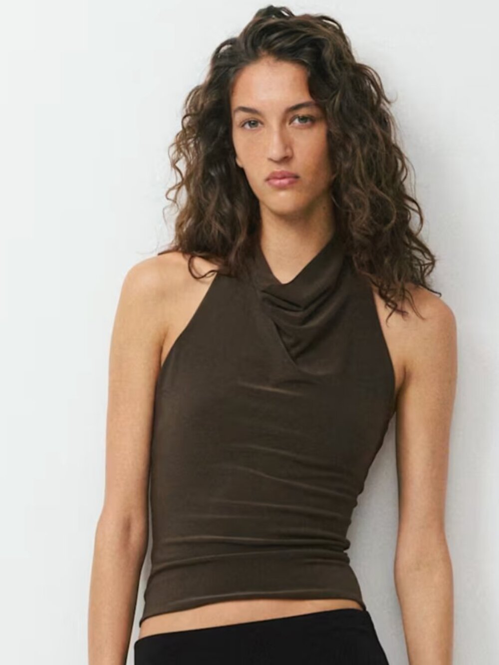 Aritzia Smooth Matter Tower Halter Top Size S in Cocoa Nib Brown